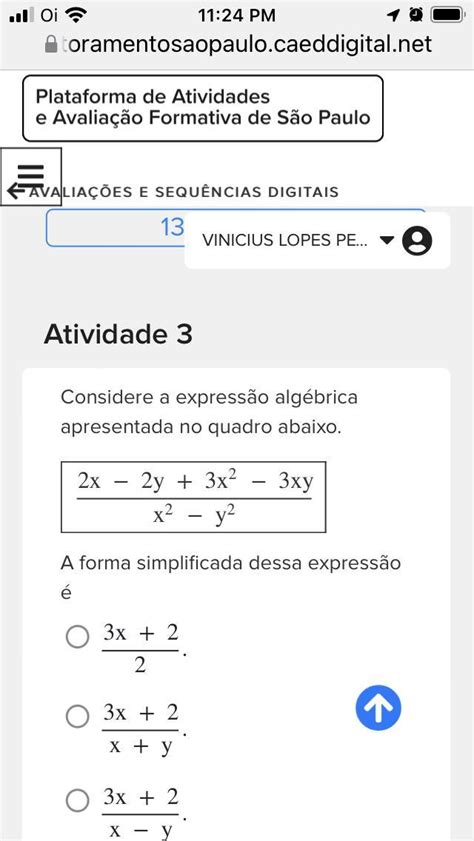 Considere A Expressão Algébrica Apresentada No Quadro Abaixo 2x − 2y