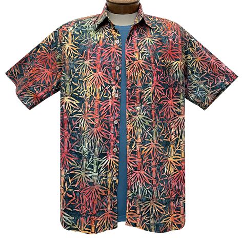 Men S R Options Batik Short Sleeve Cotton Aloha Shirt Bamboo