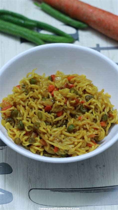 Maggi Masala Noodles Recipe Vegetable Maggi Papitha S Kitchen