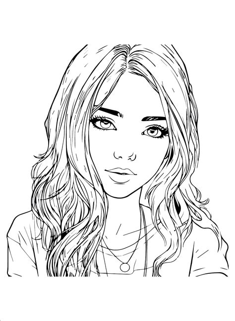 Coloriage Le Visage de Fille Ado télécharger et imprimer gratuit sur