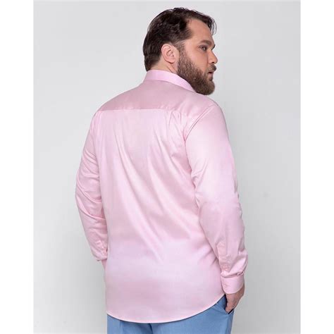 Camisa Social Manga Longa Tricoline Plus Size Masculina Rosa Zattini