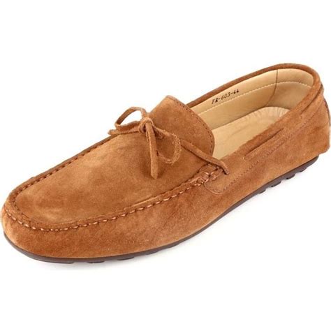 Mocassins Hommes En Cuir Cognac Daim Chaussures Belym 603 COGNAC