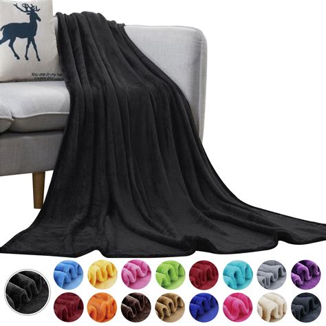 Howarmer Large Black Fleece Throw Blankets Queen Size Soft Fuzzy