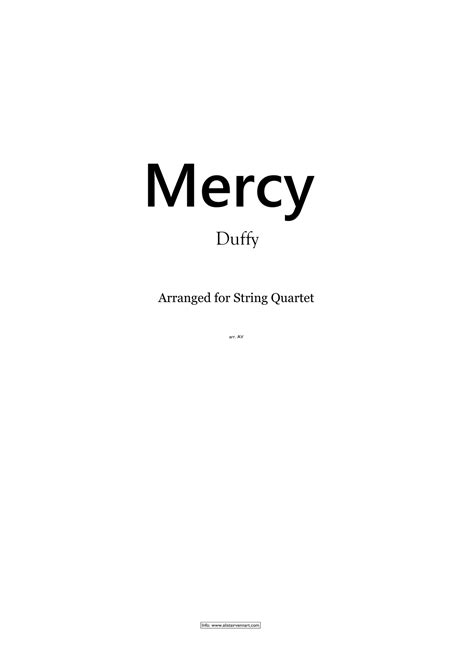 Mercy Arr Alistair Vennart By Duffy Sheet Music For String Quartet At Sheet Music Direct