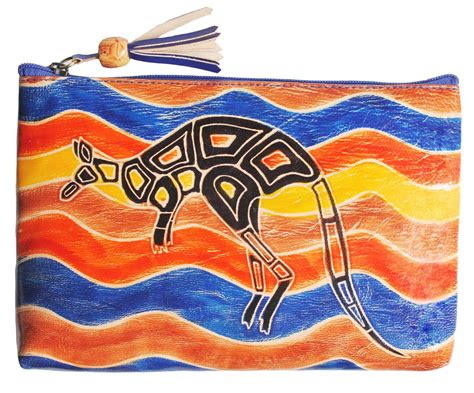 Aboriginal Purse Vanity Case Wallet Leather Kangaroo Australian