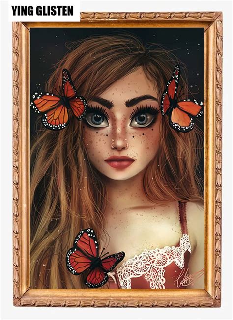 Ying Glistenbutterfly Girldiamond Embroidery 5d Cross Stitch Diamond