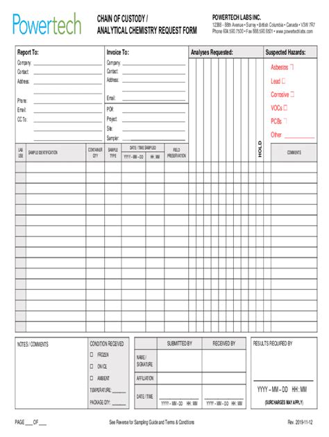 Fillable Online Energy Labs Chain Of Custody COC Powertech