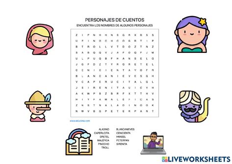 Sopa De Letras Personajes De Cuento Worksheet Live Worksheets Porn