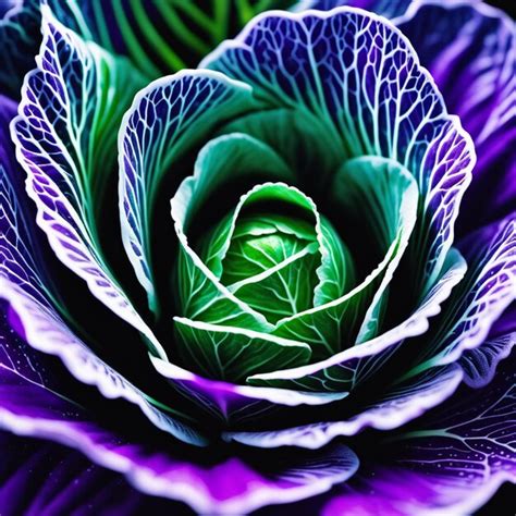 Premium Photo A Field Of Vibrant Cabbage Plants Painted With Rich