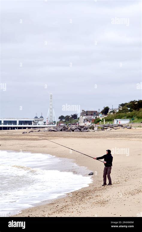 Beach Casting On A Deserted Beach At Clacton On Sea Stock Photo Alamy