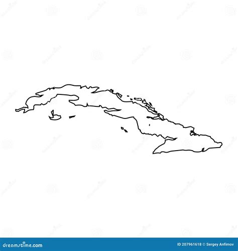 Cuba - map outline country stock vector. Illustration of coast - 207961618