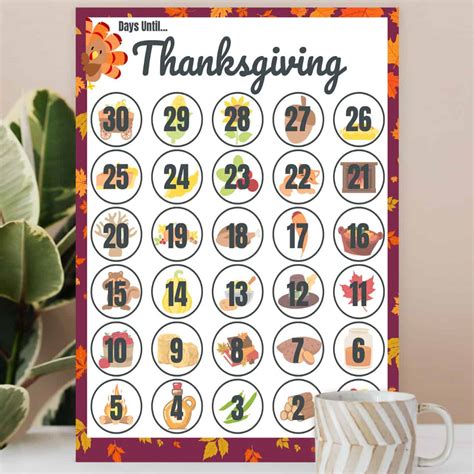 Free Thanksgiving Countdown Calendar Printable Printables For Life