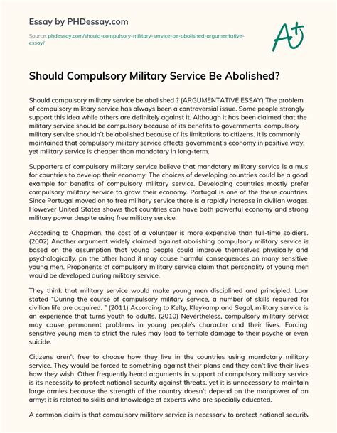 Should Compulsory Military Service Be Abolished Argumentative And Persuasive Essay Example 600