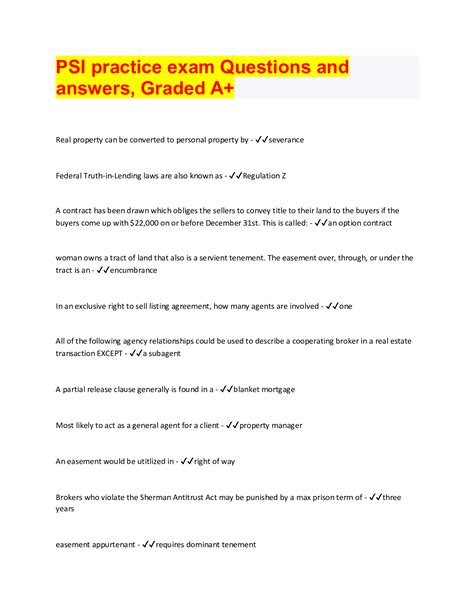 Psi Practice Exam Questions And Answers Graded A Browsegrades