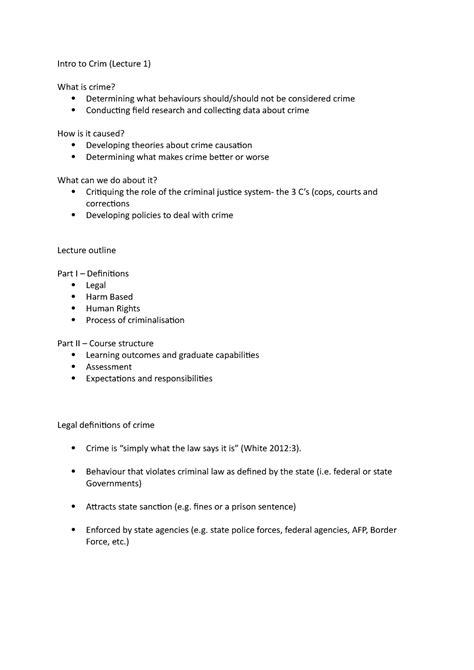 Lecture Week 1 Intro To Crim Lecture 1 What Is Crime Determining