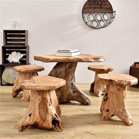 Tree Stump Side Table Rustic Furniture Wooden Dining Room Chairs