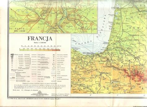 Francja mapa przeglądowa Europy 1974 Geografia 6888677028 oficjalne