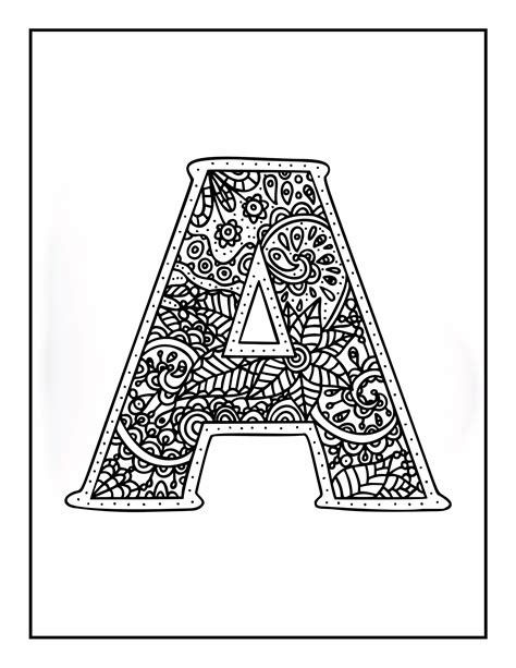 A-Z Alphabets Letters Doodling Coloring Pages | Mandala Patterns ...