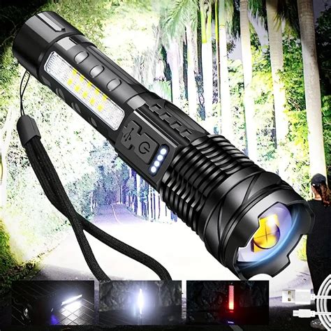 Pc Super Powerful Rechargeable Torch Flood Light With Side Light For