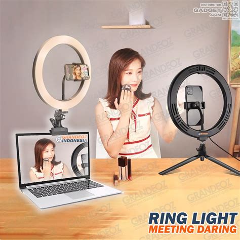 Jual PAKET RING LIGHT 33CM TRIPOD CLAMP PC MONITOR DESKTOP LAPTOP