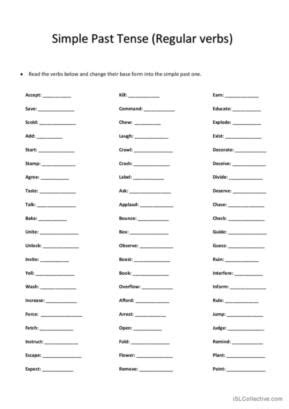 Regular Verbs English Esl Worksheets Pdf Doc Worksheets Library