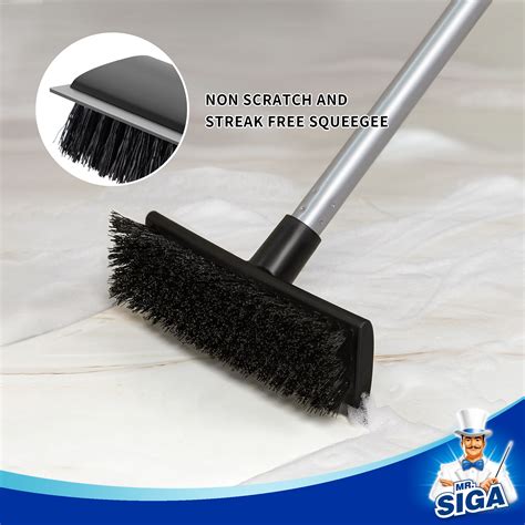 Mr Siga Tools 2 In 1 Floor Cleaner Scrub Brush With Long Handle And Squeegee For Bathroom