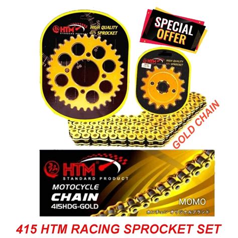 415HDG 132L DINAMIK GT128 MODENAS HTM RACING CHAIN SPROCKET SET GOLD