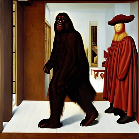 Peinture Bigfoot Dans Le Style De Jan Van Eyck Creative Fabrica