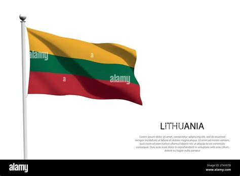 National Flag Lithuania Isolated Waving On White Background Stock
