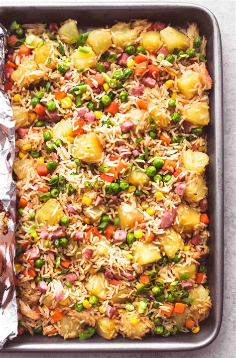 Sheet Pan Teriyaki Chicken And Pineapple Fried Rice Creme De La Crumb