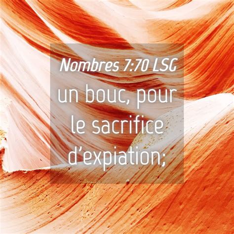 Nombres 7 70 LSG Un Bouc Pour Le Sacrifice