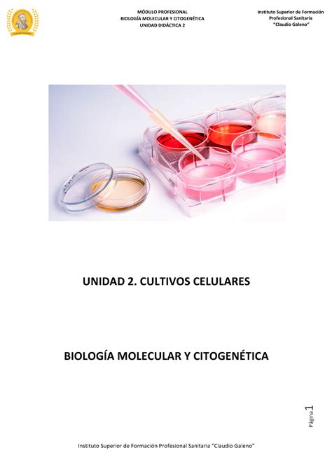 Unidad Cultivos Celulares Biolog A Molecular Y Citogen Tica