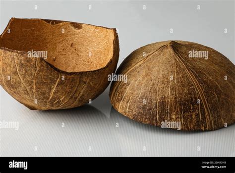 Coconut Shell Isolated On White Background The Coconut Flakes Are