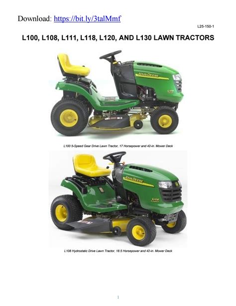 John Deere L120 L130 Lawn Tractors Service Repair Manual By Docs Issuu