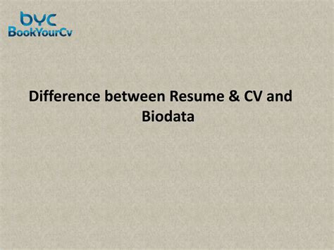 PPT Difference Between Resume CV And Biodata PowerPoint