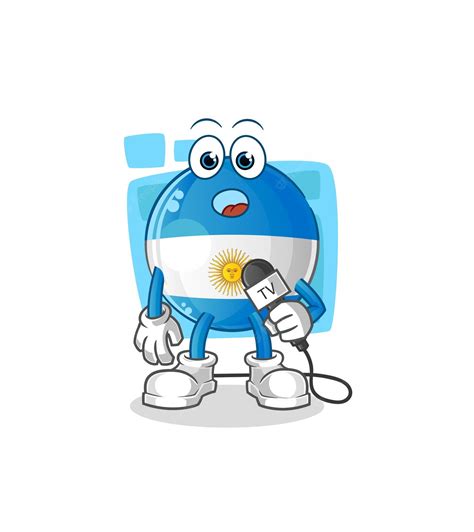 Premium Vector Argentina Flag Tv Reporter Cartoon Cartoon Mascot Vector