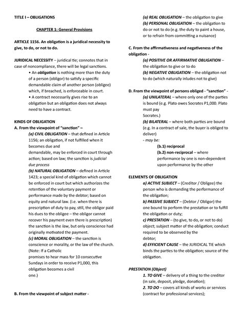 Title I Title I Obligations Chapter 1 General Provisions Article