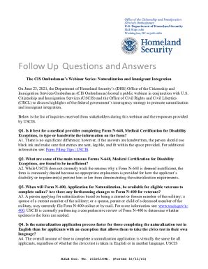 Fillable Online The Cis Ombudsman S Webinar Series Myuscis For Fax