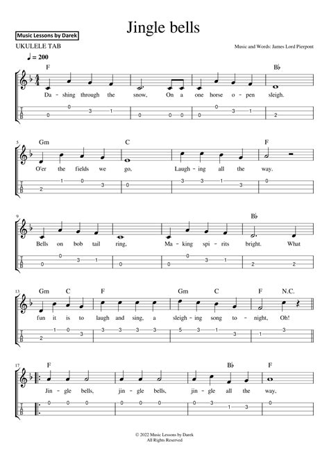 Jingle Bells Christmas Carol [easy Ukulele] Arr Darek By