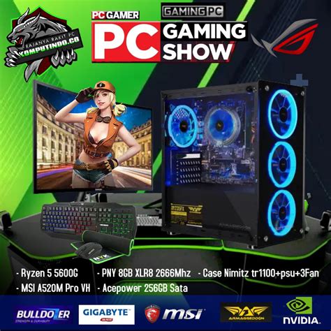 Jual PC Gaming Editing Fullset AMD RYZEN 5 5600G Ram 8GB SSD 256 GB