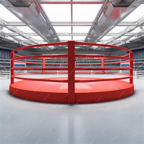 Empty Boxing Ring Fight Arena Professional Boxing Ring Axis Shift Red