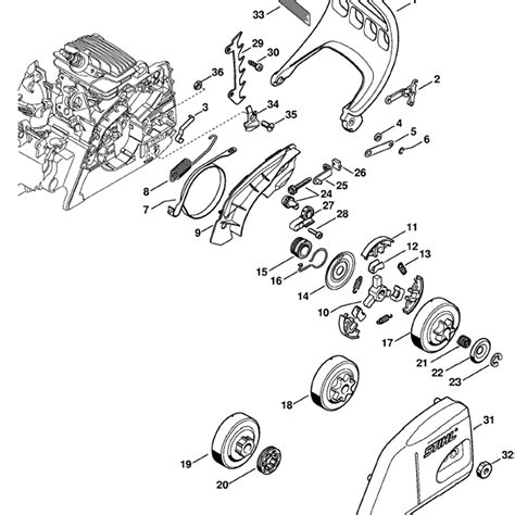 Stihl MS 211 Chainsaw (MS211) Parts Diagram, Hand Guard