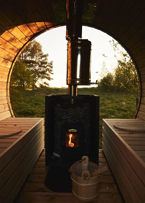 Luxury Panorama Barrel Sauna For 6 ↔9ft Glass Wall Terrace Wood