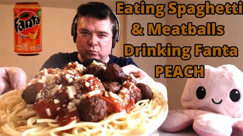 ASMR Eating Spaghetti And Meatballs With An Ice Cold Fanta PEACH The