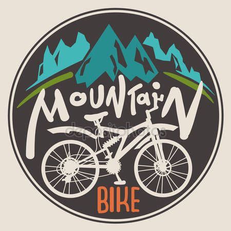 The Mountain Bike Logo With Mountains And Trees In The Background