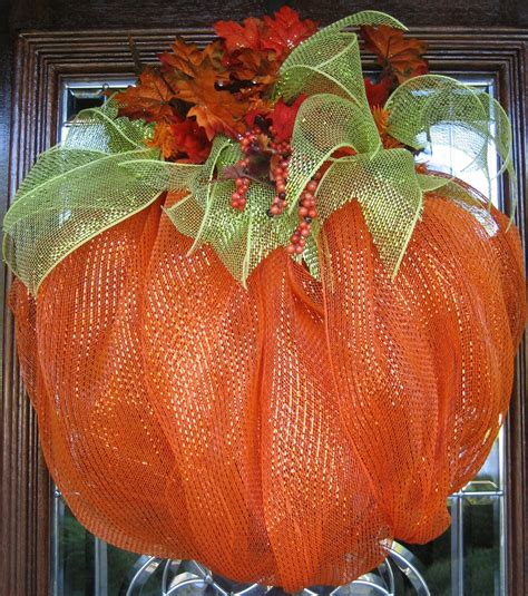 Items Similar To Deco Mesh PUMPKIN WREATH On Etsy Deco Mesh Pumpkin