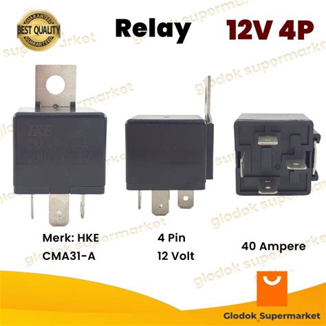 Jual Relay Mobil HKE 12V 4 Pin 40A Lampu Klakson Car 4 Kaki 12 Volt