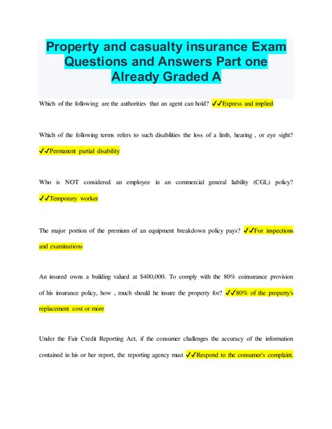 Property And Casualty Bundled Exams Questions And Answers With Approved Solutions Latest 2022