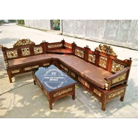 Jual Sofa Tamu Kursi Sudut Jati Full Ukir Meja Kursi Sudut Bagong