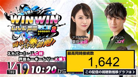 ライブ同時接続数グラフ『2023119 Winwin Live 戸田 Season2 スカパー！・jlc杯戸田ルーキーシリーズ第1戦 2